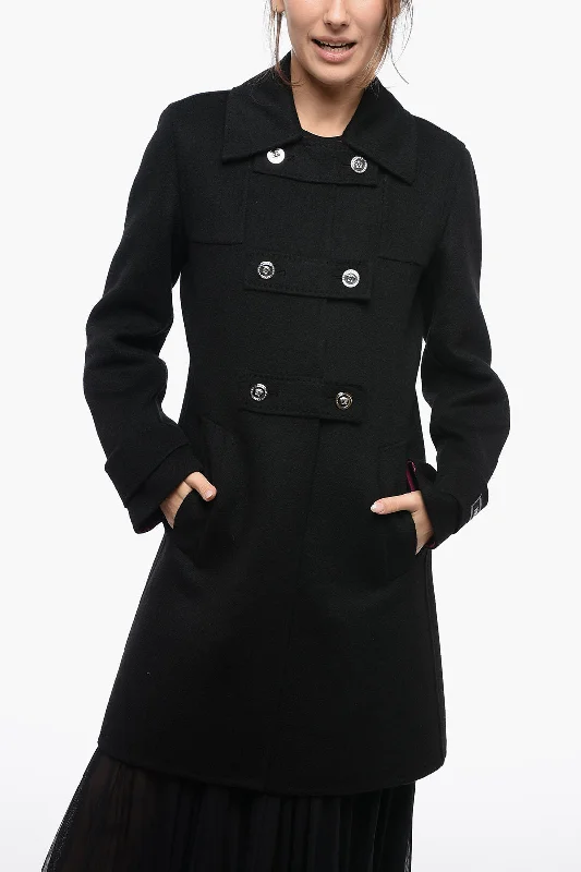 Versace Wool Double-Breasted Coat With Medusa Buttons