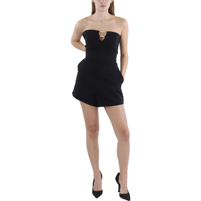 Womens Embellished Strapless Romper