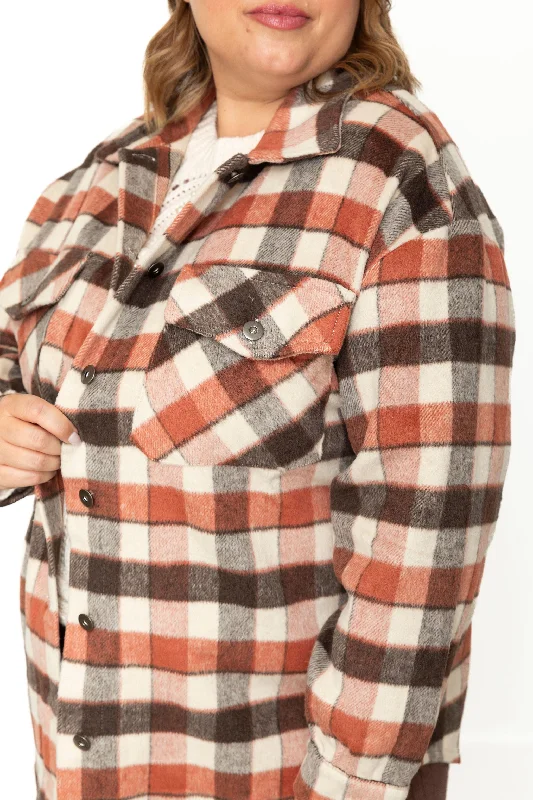 Plaid Shacket - Cinnamon