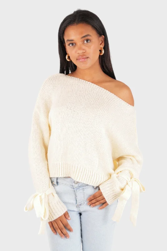 "One shoulder" sweater white