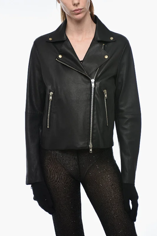 S.W.O.R.D 6644 Leather IMPACT Biker Jacket with Zipped Pockets