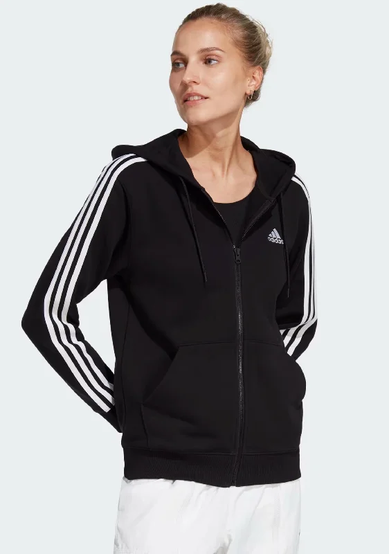 Adidas Womens Fleece 3-Stripes Full-Zip Hoodie <br> GM5567