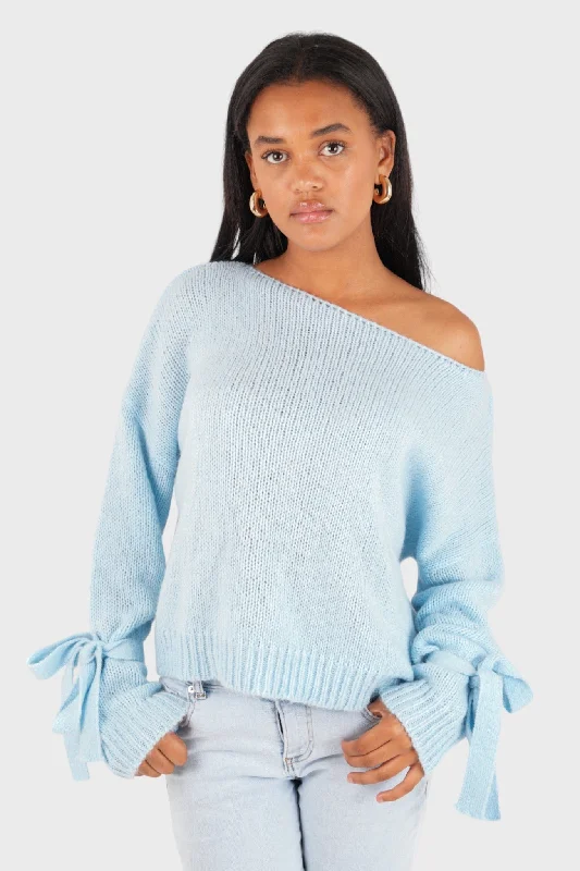 "One shoulder" sweater blue