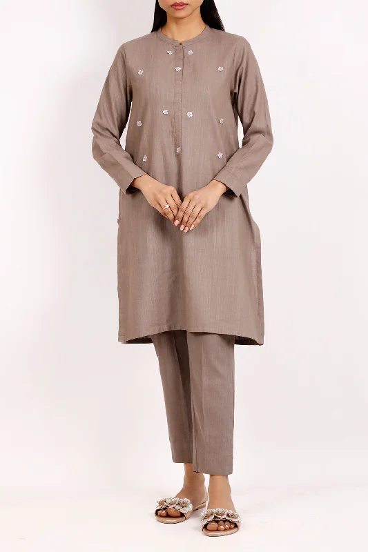 Solid Slub Viscose Stitched 2 Piece (Shirt/Trouser)