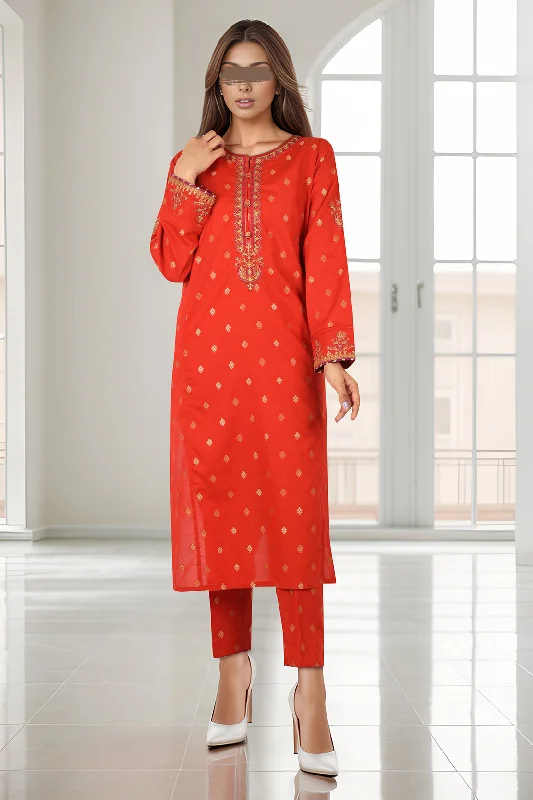 SAYA's Printed Cotton Jacquard Embroidered Stitched For Mom And Daughter