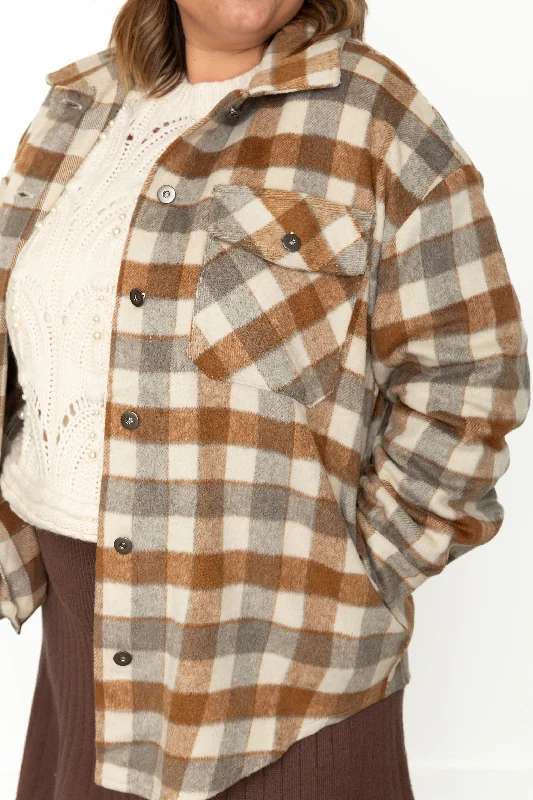 Plaid Shacket - Caramel