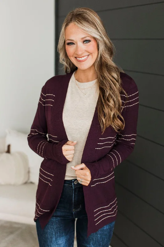 Keep In Mind Stitch Stripe Cardigan- Fig