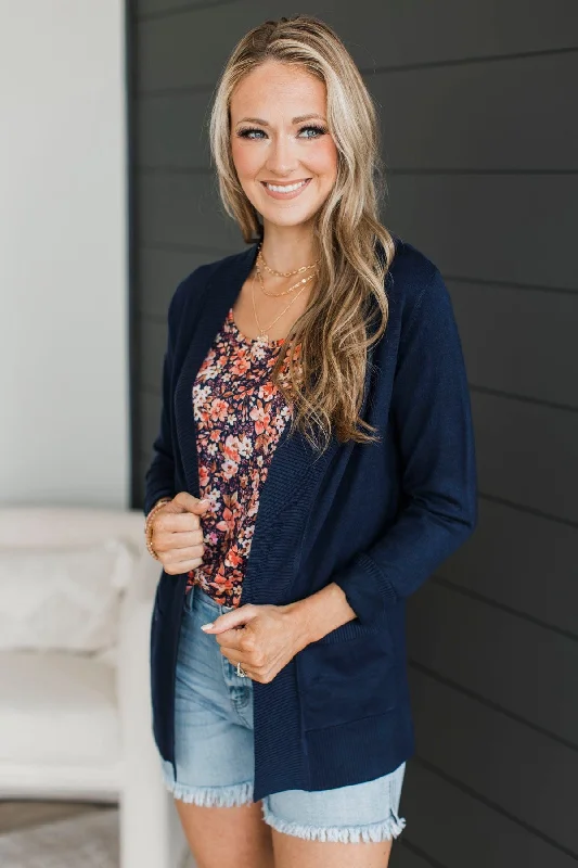 As Easy As Can Be Cardigan- Navy