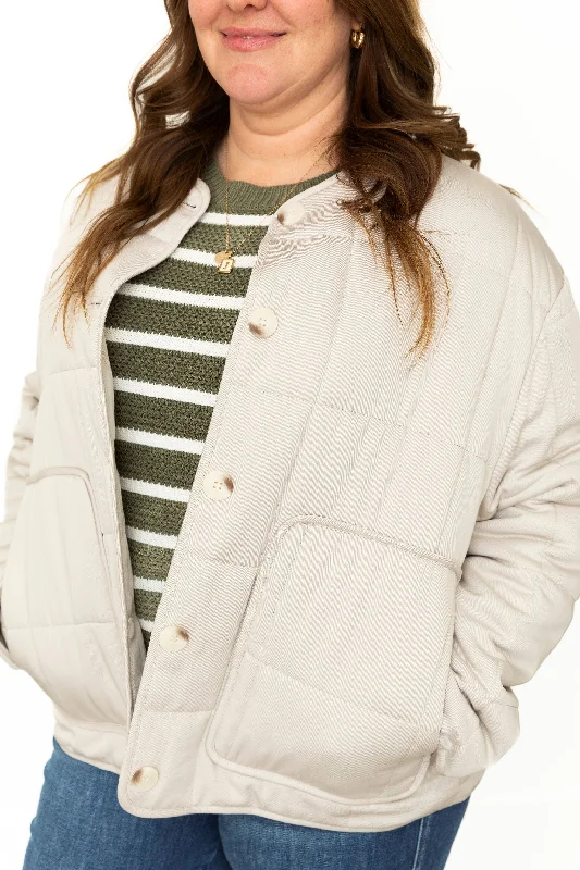 Quilted Oversized Jacket - Stone