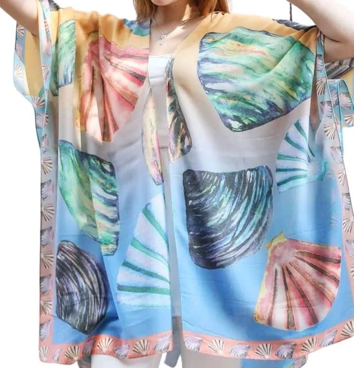 Blue-Multi Seashell Kimono 81196