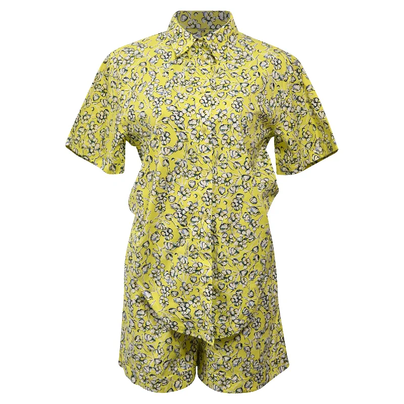 Max & Co Floral Printed Shirt and Shorts Set in Yellow Cotton