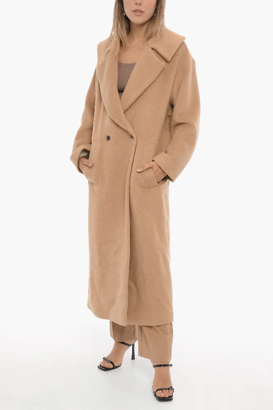 The Garment Solid Color BRUXELLES Double-Breasted Coat with Fringes