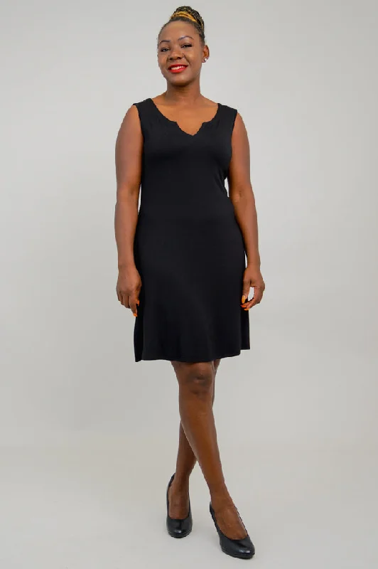 Maggie Sleeveless Dress, Black, Bamboo