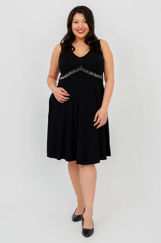 Pamela Dress, Black Diamond, Bamboo