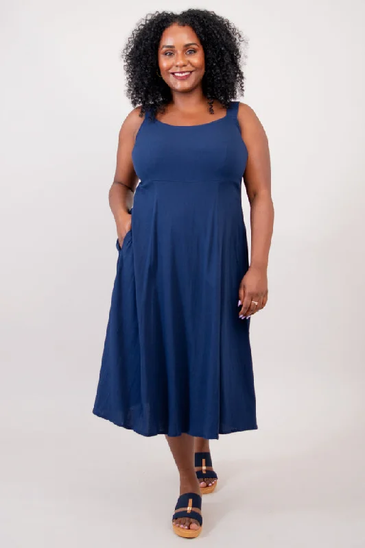 Shauna Dress, Indigo, Linen Bamboo