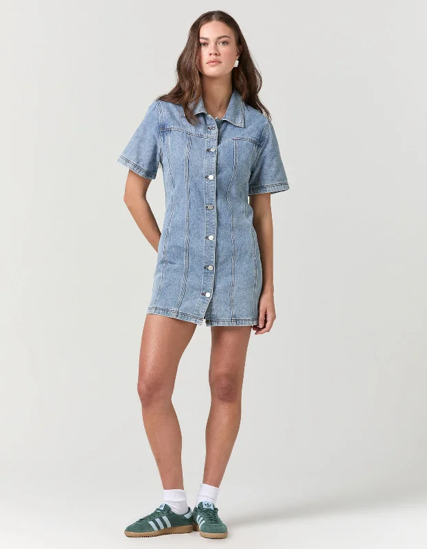 Delilah Denim Dress - Mid Blue