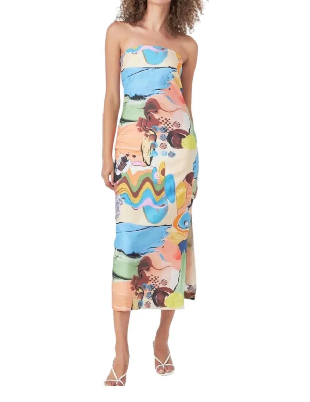 Camelia Abstract Print Maxi Dress In Multi