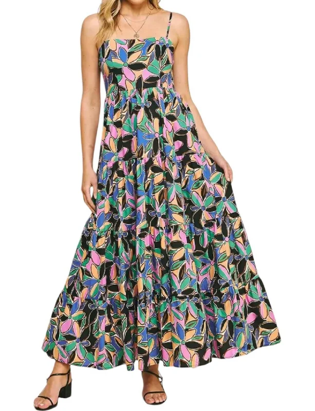 Junie Floral Maxi Dress In Multi-Colored