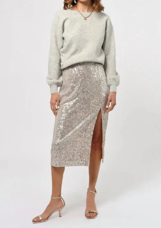 Karla Sequins Midi Skirt In Champagne