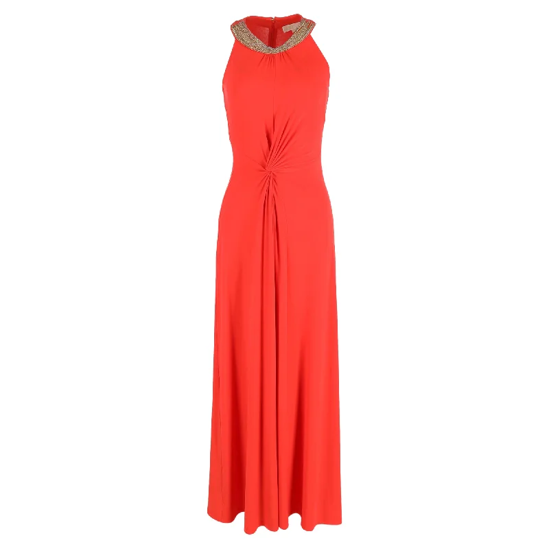 Michael Kors Evening Maxi Dress in Red Viscose