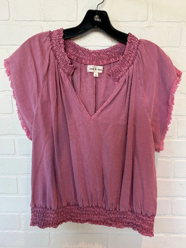 Pink Top Short Sleeve Cloth & Stone, Size L