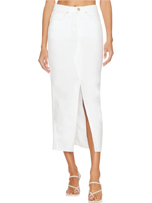 Reconstructed Midi Skirt In White