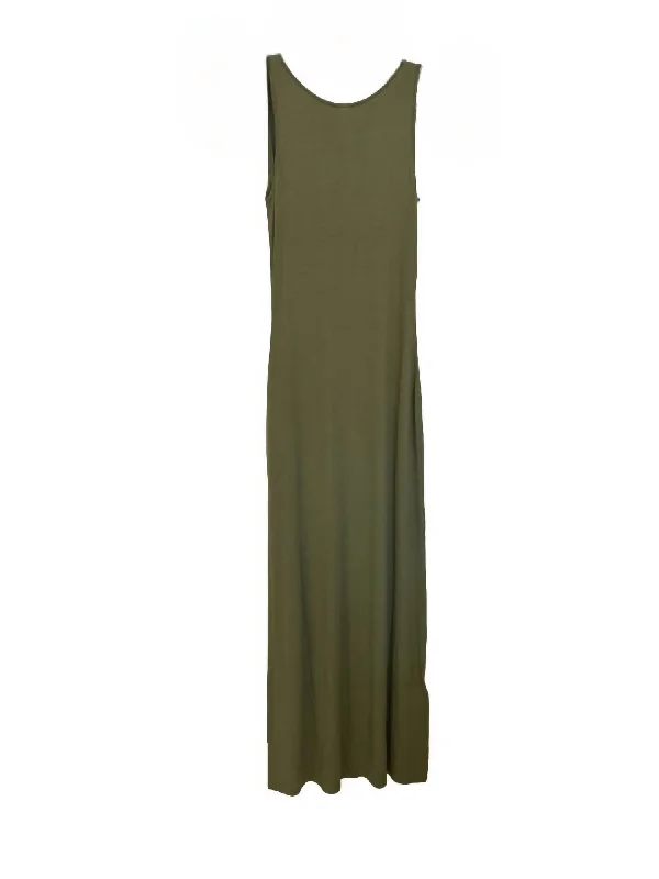 Soft Touch Boatneck Tank Maxi Dress In Avocado