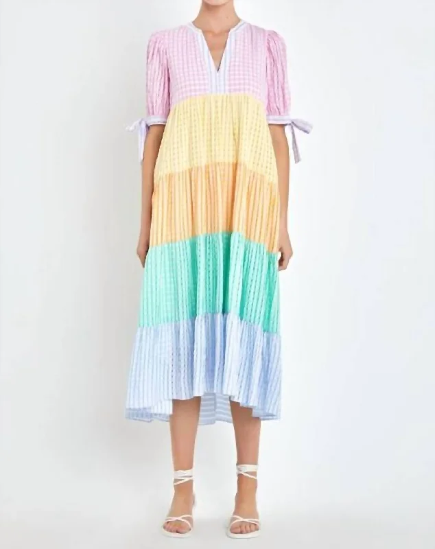 Sunday's Best Gingham Maxi Dress In Multi Color