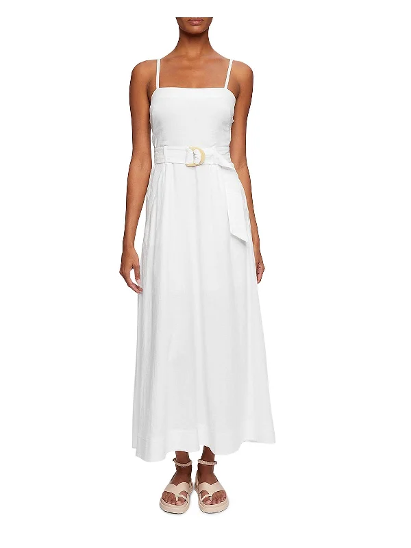 Womens Belted Long Maxi Dress