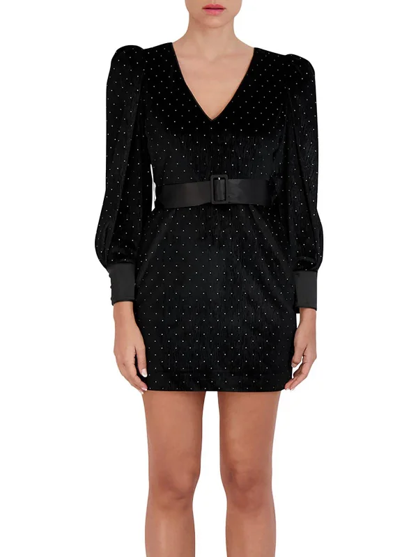 Womens Embellished Short Mini Dress