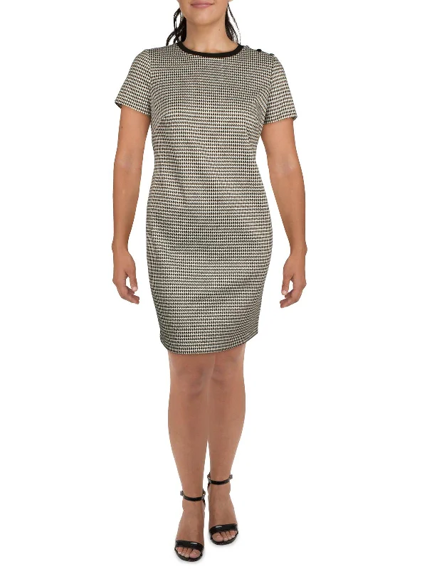 Womens Houndstooth Mini Shift Dress