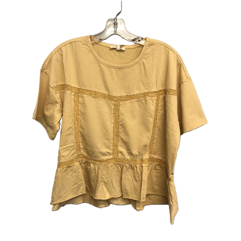 Yellow Top Short Sleeve By Easel, Size: L