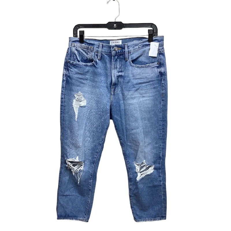 Jeans Straight By Frame In Blue Denim, Size: 4