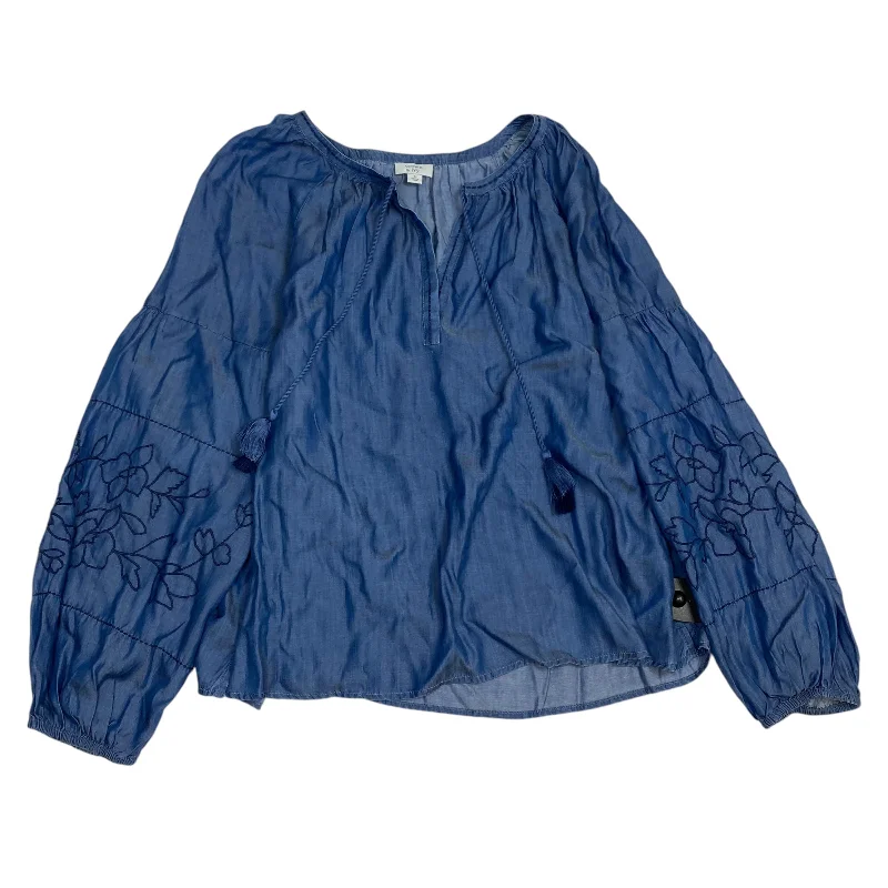 Top Long Sleeve By Crown And Ivy In Blue, Size: L