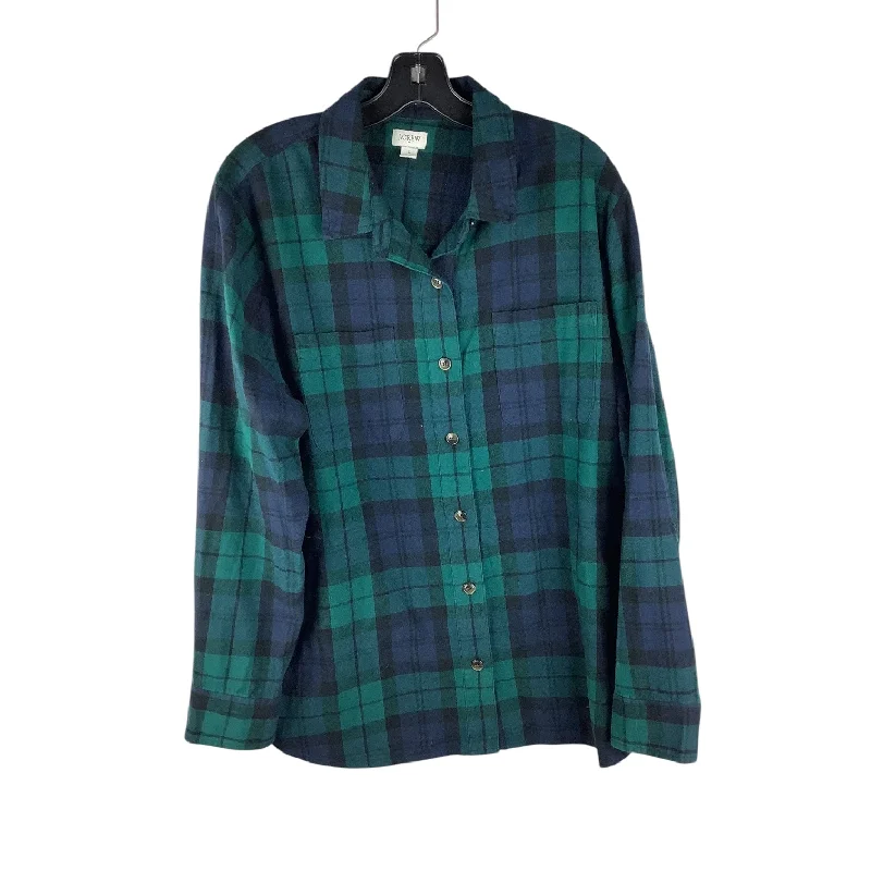 Top Long Sleeve By J. Crew In Plaid Pattern, Size: L