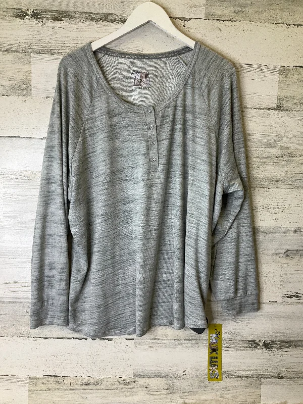 Top Long Sleeve By Muk Luks In Grey, Size: 2x