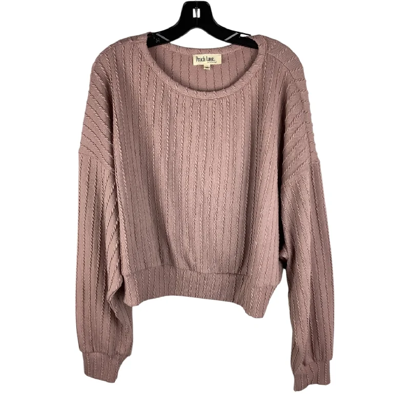 Top Long Sleeve By Peach Love Cream California In Pink, Size: L