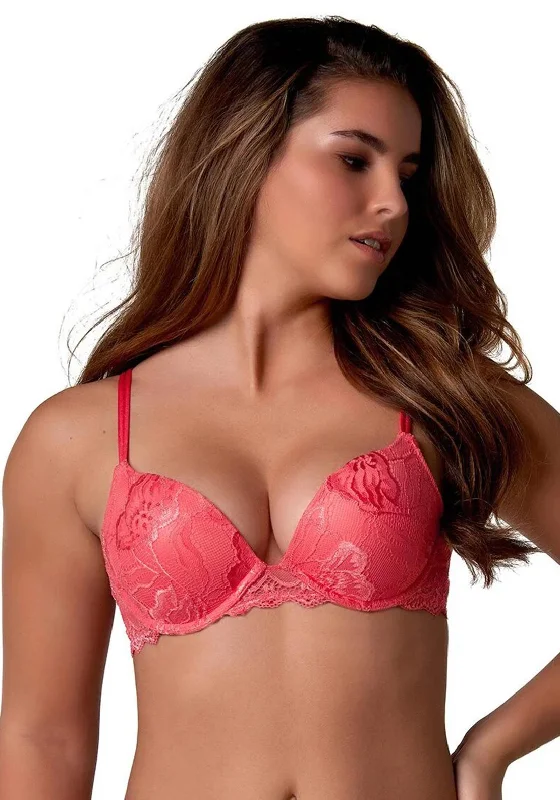 After Eden Anna Single Boost Plunge Wired Bra, Bright Pink