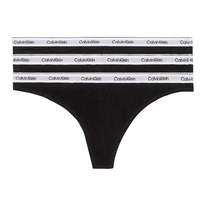 Calvin Klein Modern Logo Thong 3 Pack - Black/Black/Black