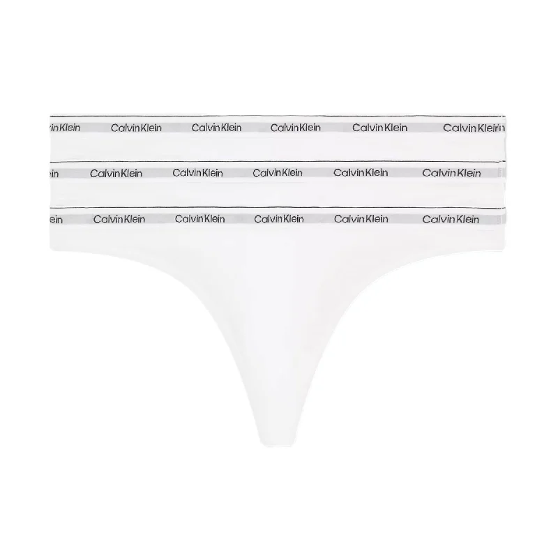 Calvin Klein Modern Logo Thong 3 Pack - White/White/White