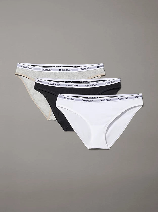 Calvin Klein Modern Logo Women's Bikini 3 Pack - Black/White/Grey