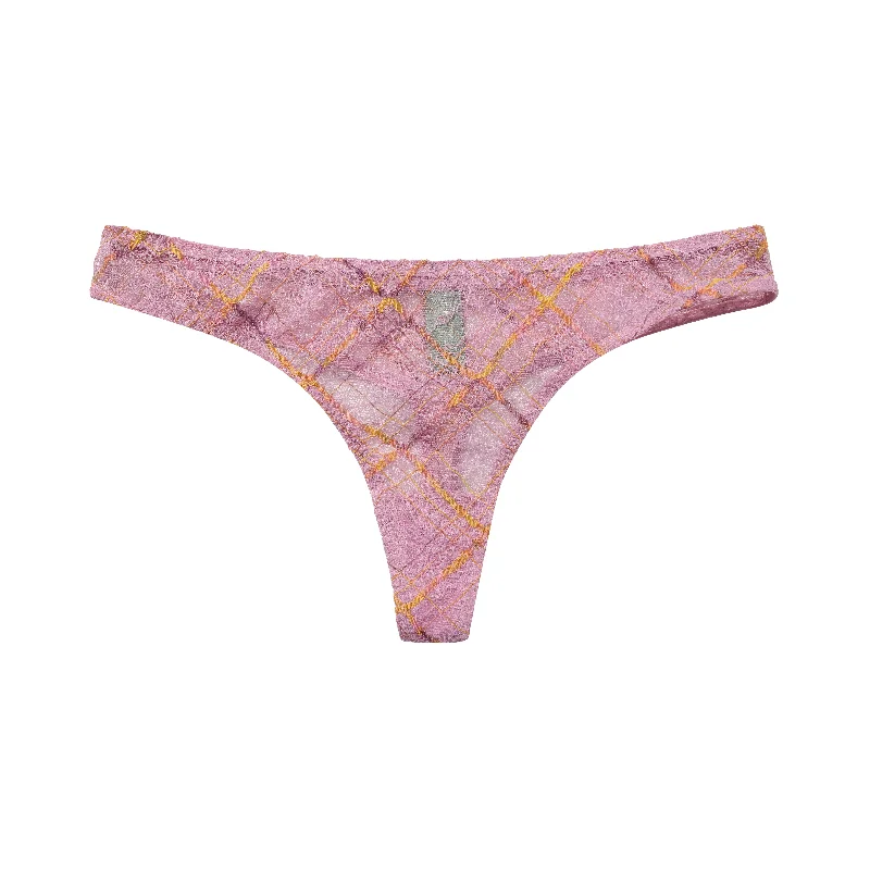 Kira Sunset Pink Stretch Lace Thong