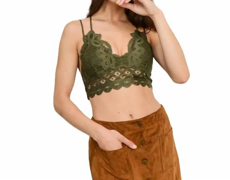 Lace Bralette In Olive