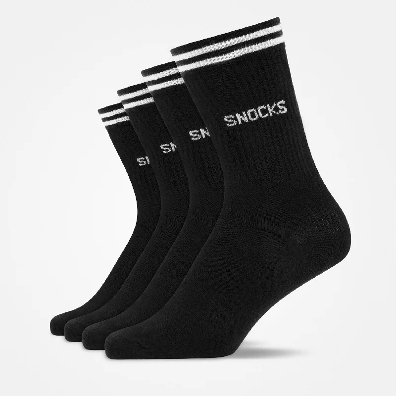 Hohe Sportsocken mit Streifen | Schwarz