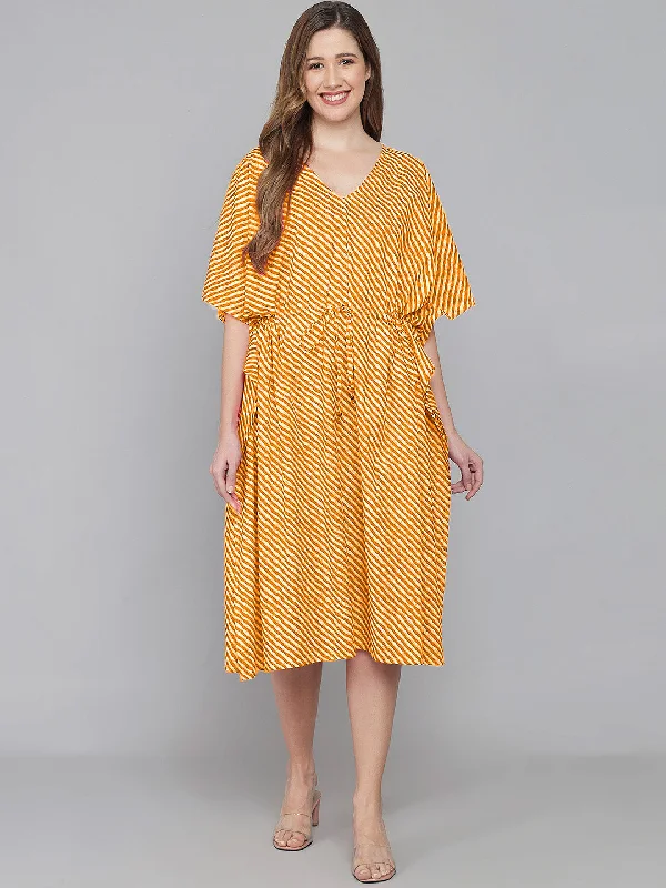 Leheriya Print Kaftan - Yellow